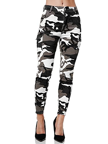 Elara Damen Slim Fit Hose Denim Cargo Chunkyrayan 1348-1 Camouflage 34 (XS) von Elara