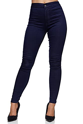 Elara Damen Slim Fit Hose Highwaist Jeans Chunkyrayan 915-13 Dunkelblau 34 (XS) von Elara