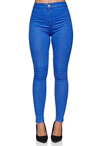 Elara Damen Slim Fit Hose Highwaist Jeans Chunkyrayan 915-18C Blau 38 (M) von Elara