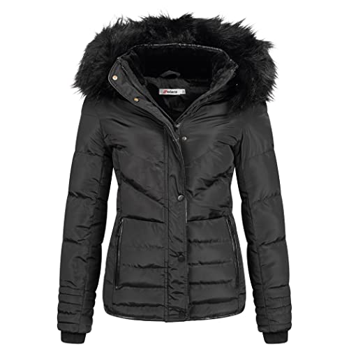 Elara Damen Steppjacke Winter Tailliert Chunkyrayan EL-JA01 Black/Black 40 (L) von Elara