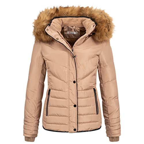 Elara Damen Steppjacke Winter Tailliert Chunkyrayan EL-JA01 Camel 40 (L) von Elara