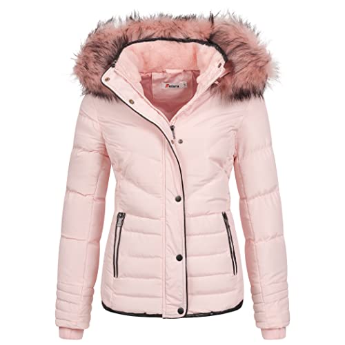 Elara Damen Steppjacke Winter Tailliert Chunkyrayan EL-JA01 Rosa 34 (XS) von Elara