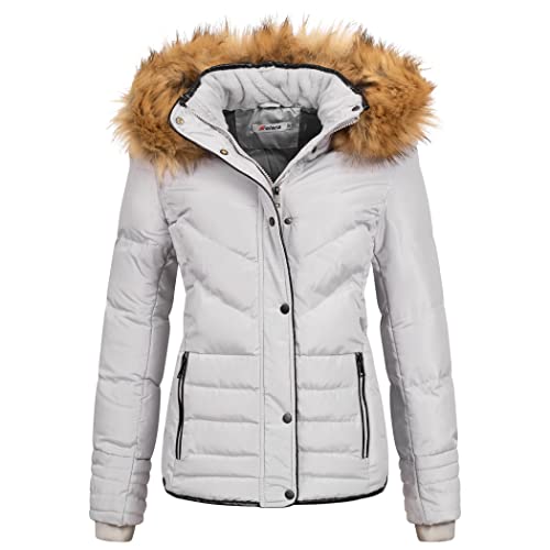 Elara Damen Steppjacke Winter Tailliert Grau Chunkyrayan EL-JA01 Grey 34 (XS) von Elara