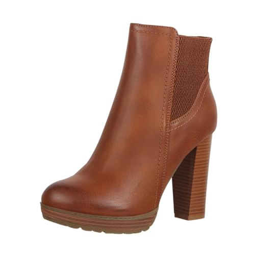 Elara Damen Stiefelette Ankle Boots Chunkyrayan EL500 Camel-41 von Elara