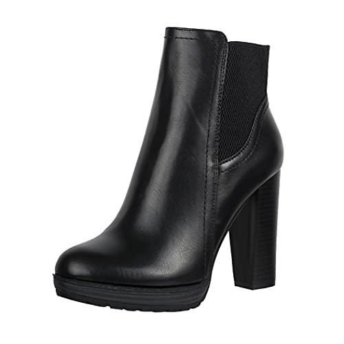 Elara Damen Stiefelette Ankle Boots Chunkyrayan EL500 Schwarz-41 von Elara