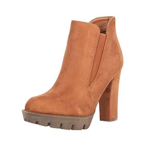 Elara Damen Stiefelette Ankle Boots Chunkyrayan EL800 Camel-36 von Elara