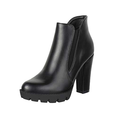 Elara Damen Stiefelette Ankle Boots Chunkyrayan EL900 Black-40 von Elara