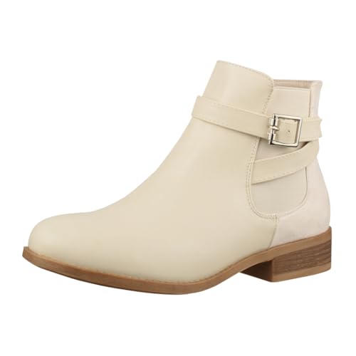 Elara Damen Stiefelette Chelsea Ankle Boots Chunkyrayan C298 Beige-38 Elara Damen Stiefelette Chelsea Ankle Boots Chunkyrayan C298 Beige-38 von Elara