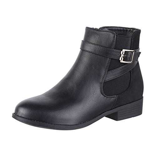 Elara Damen Stiefelette Chelsea Ankle Boots Chunkyrayan C298-Black-38 von Elara