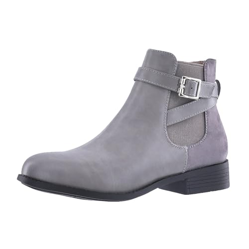 Elara Damen Stiefelette Chelsea Ankle Boots Chunkyrayan C298-Grey-42 von Elara