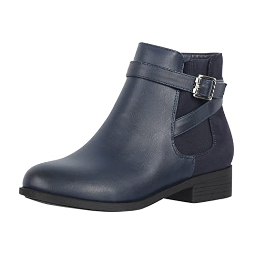 Elara Damen Stiefelette Chelsea Ankle Boots Chunkyrayan C298-Navy New-39 von Elara