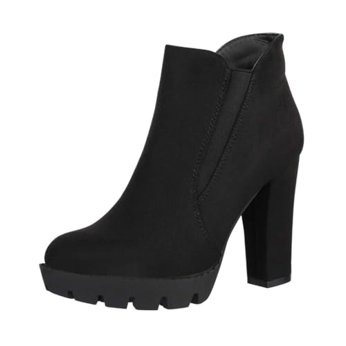 Elara Damen Stiefelette Ankle Boots Chunkyrayan EL800-Schwarz 41 von Elara