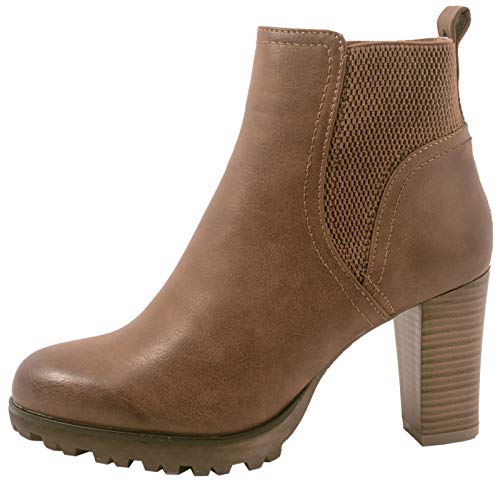 Elara Damen Stiefeletten Ankle Boots Chunkyrayan 949-GA-Khaki-35 von Elara