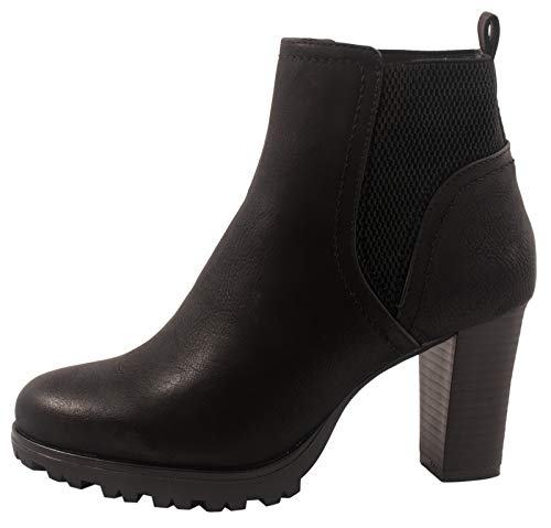 Elara Damen Stiefeletten Ankle Boots Chunkyrayan 949-GA-Schwarz-37 von Elara