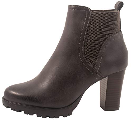 Elara Damen Stiefeletten Ankle Boots Chunkyrayan BZ66019 Grey-36 von Elara