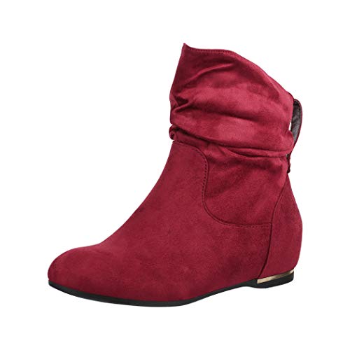 Elara Damen Stiefeletten Boots Keilabsatz Chunkyrayan C270 Bordeauxrot-39 von Elara