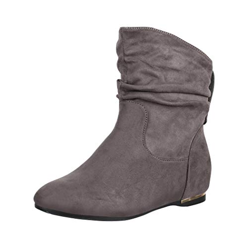 Elara Damen Stiefeletten Boots Keilabsatz Chunkyrayan C270 Grau-42 von Elara