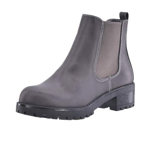 Elara Damen Stiefeletten Chelsea Boots Chunkyrayan P S160-Grau-42 von Elara