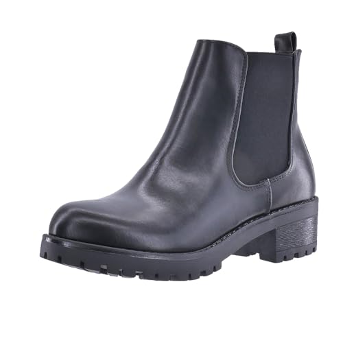 Elara Damen Stiefeletten Chelsea Boots Chunkyrayan S160 Black-38 von Elara