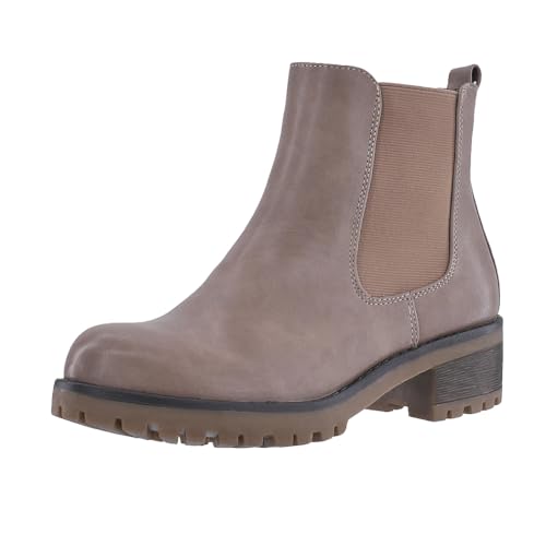 Elara Damen Stiefeletten Chelsea Boots Chunkyrayan S160 Khaki-40 von Elara