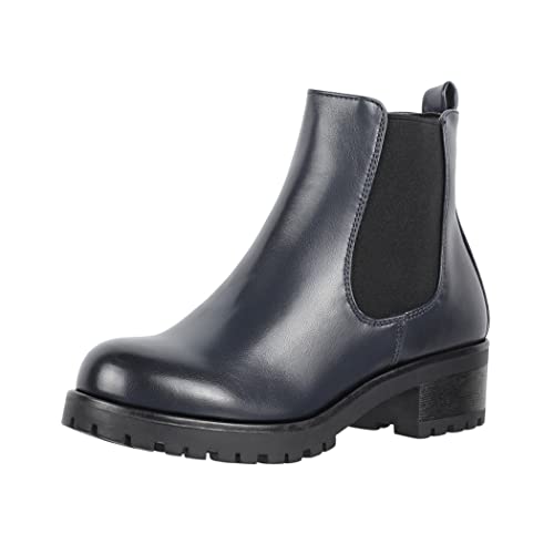 Elara Damen Stiefeletten Chelsea Boots Chunkyrayan S160 Navy-36 von Elara