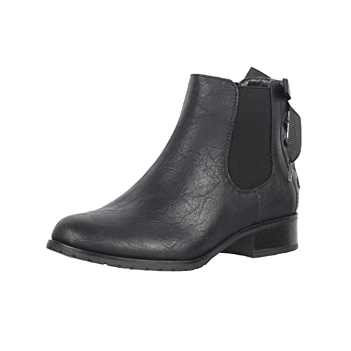 Elara Damen Stiefeletten Chelsea Boots mit Schleife Chunkyrayan F916 Black-37 von Elara