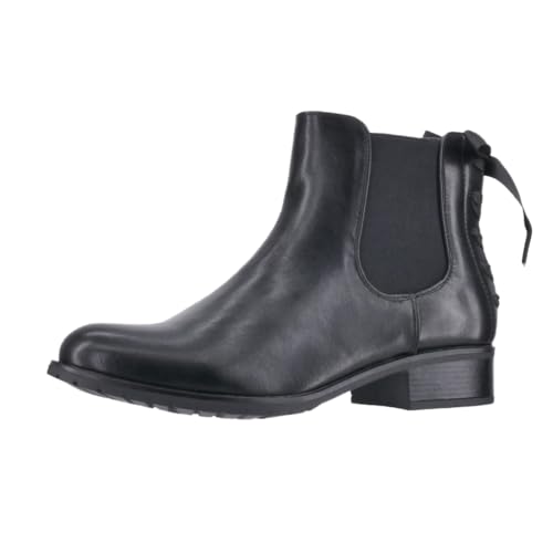 Elara Damen Stiefeletten Chelsea Boots mit Schleife Chunkyrayan F916 Black-41 von Elara