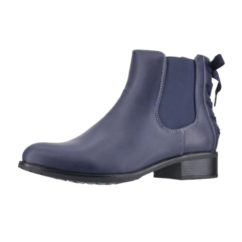 Elara Damen Stiefeletten Chelsea Boots mit Schleife Chunkyrayan F916 Blue-39 von Elara