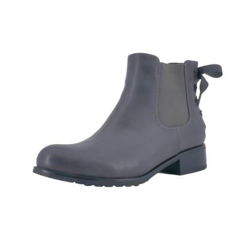Elara Damen Stiefeletten Chelsea Boots mit Schleife Chunkyrayan P F916-Grey-39 von Elara