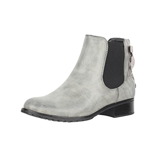 Elara Damen Stiefeletten Chelsea Boots mit Schleife Chunkyrayan F916-Grey-40 von Elara