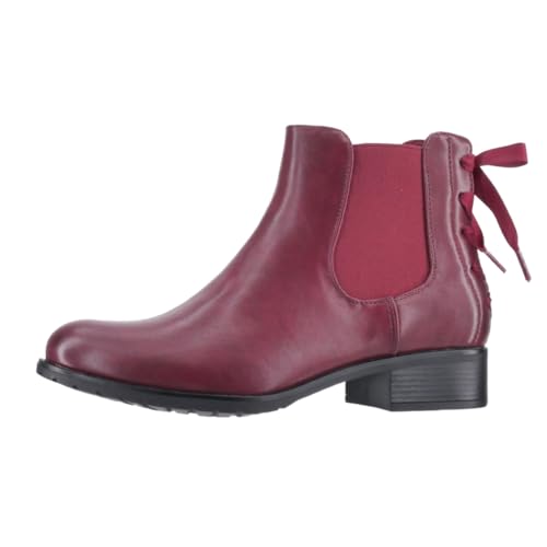 Elara Damen Stiefeletten Chelsea Boots mit Schleife Chunkyrayan F916 Wine-41 von Elara