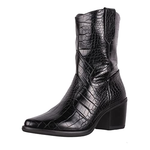 Elara Damen Stiefeletten Chunkyrayan 12616-B03C Black Croc-41 von Elara