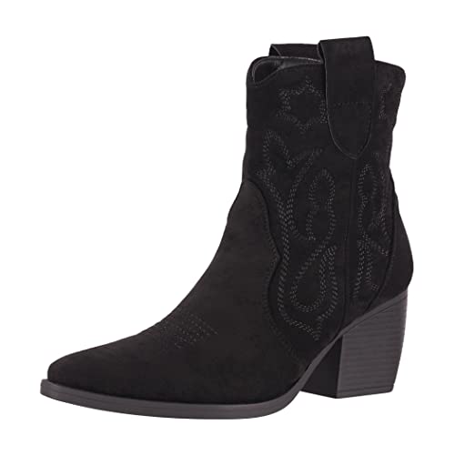 Elara Damen Stiefeletten Cowboy Boots Chunkyrayan ALT-DE326S Black Suede-37 von Elara