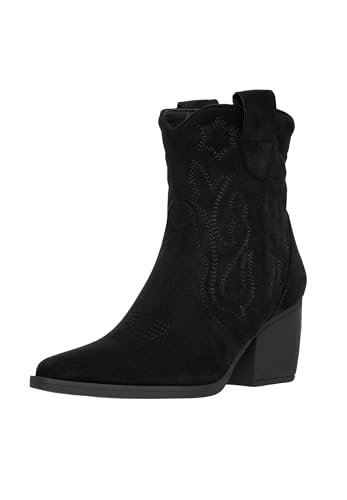 Elara Damen Stiefeletten Cowboy Boots Chunkyrayan DE326S Black Suede-42 von Elara