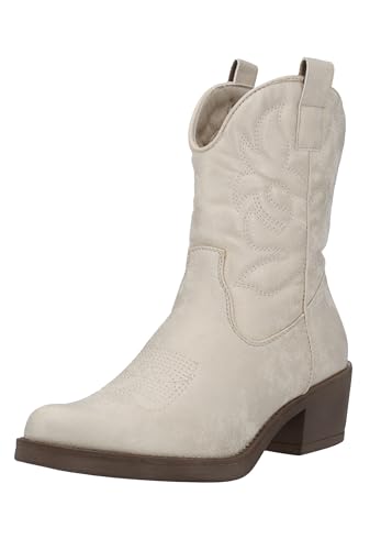 Elara Damen Stiefeletten Cowboy Boots Chunkyrayan DES952 L-Gold PU 39 von Elara