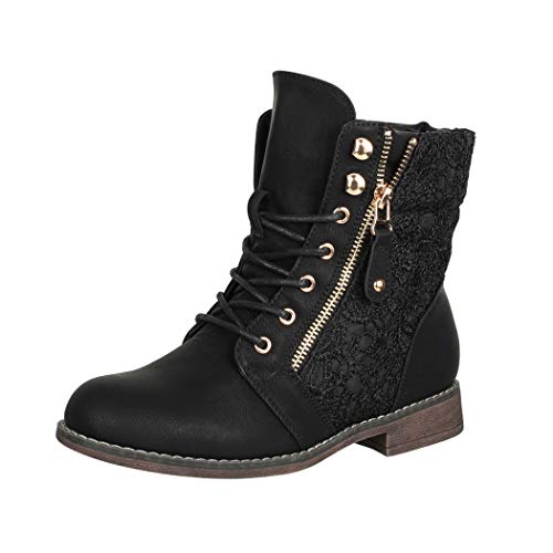 Elara Damen Stiefeletten Worker Boots Spitze Chunkyrayan B9812-KB-Schwarz-40 Elara Damen Stiefeletten Worker Boots Spitze Chunkyrayan B9812-KB-Schwarz-40 von Elara