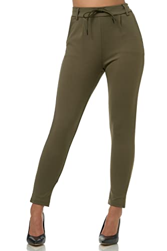 Elara Damen Stoffhose Elegant Chunkyrayan 5897 Army Green-34 (XS) von Elara