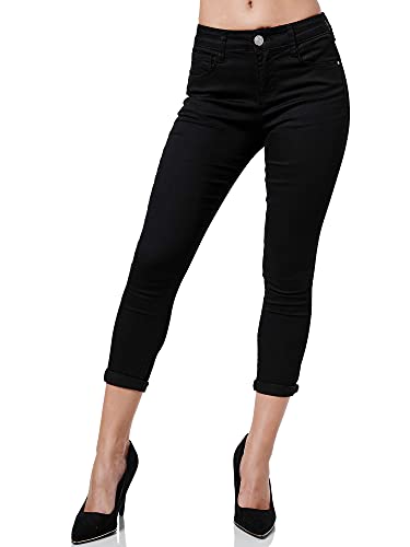 Elara Damen Stretch Hose 7/8 Push Up Jeans Chunkyrayan CA 5035 Schwarz-36 (S) von Elara