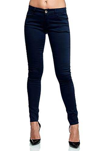 Elara Damen Stretch Hose Gummizug Jeans Push Up Chunkyrayan Y 5106-1 Dunkelblau-34 (XS) von Elara