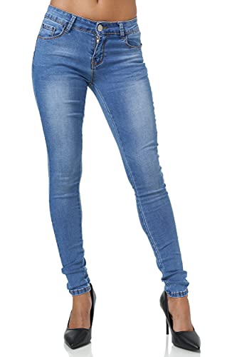 Elara Damen Stretch Hose Gummizug Jeans Push Up Chunkyrayan Y4411 Blue-48 (4XL) von Elara