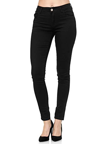 Elara Damen Stretch Hose Push Up Jeans Gummizug Chunkyrayan YA528 Black 40 (L) von Elara