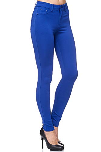 Elara Damen Stretch Hose Skinny Fit Jegging Chunkyrayan H01-16 Blau 54 (7XL) von Elara