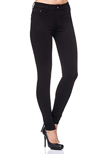 Elara Damen Stretch Hose Skinny Fit Jegging Chunkyrayan H01 Black 32 (2XS) von Elara