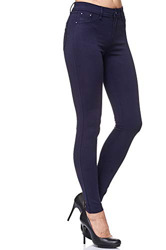 Elara Damen Stretch Hose Skinny Fit Jegging Chunkyrayan H08 Dk.Blue 52 (6XL) von Elara