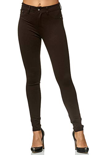 Elara Damen Stretch Hose Skinny Fit Jegging Chunkyrayan H09 Brown 40 (L) von Elara