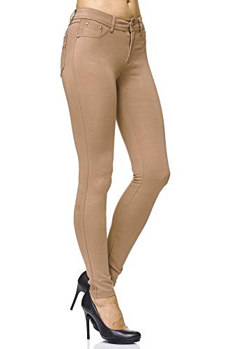 Elara Damen Stretch Hose Skinny Fit Jegging Chunkyrayan H10 Taupe 36 (S) von Elara