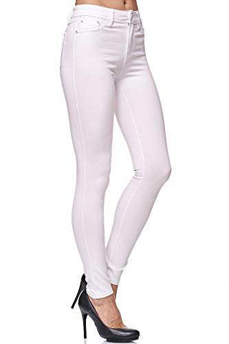 Elara Damen Stretch Hose Skinny Fit Jegging Chunkyrayan H13 White 42 (XL) von Elara