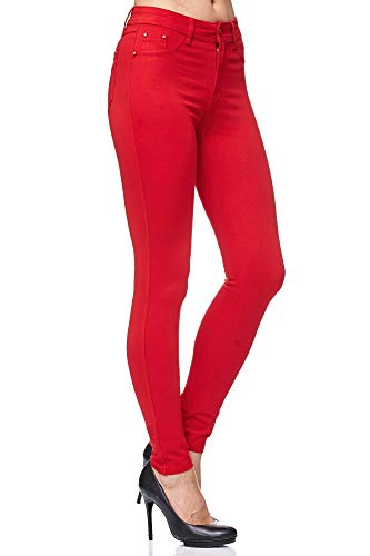 Elara Damen Stretch Hose Skinny Fit Jegging Chunkyrayan H21 Red 34 (XS) von Elara