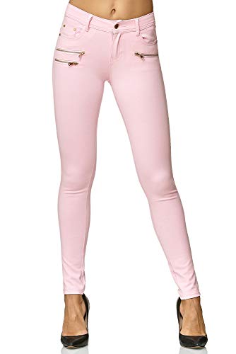 Elara Damen Stretch Hose Skinny Fit Jegging Chunkyrayan H86-12 Rosa 42 (XL) von Elara