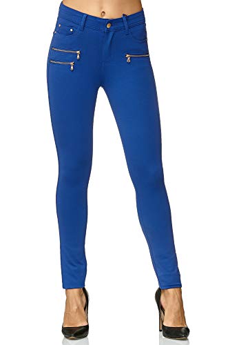 Elara Damen Stretch Hose Skinny Fit Jegging Chunkyrayan H86-16 Royal Blue 34 (XS) von Elara